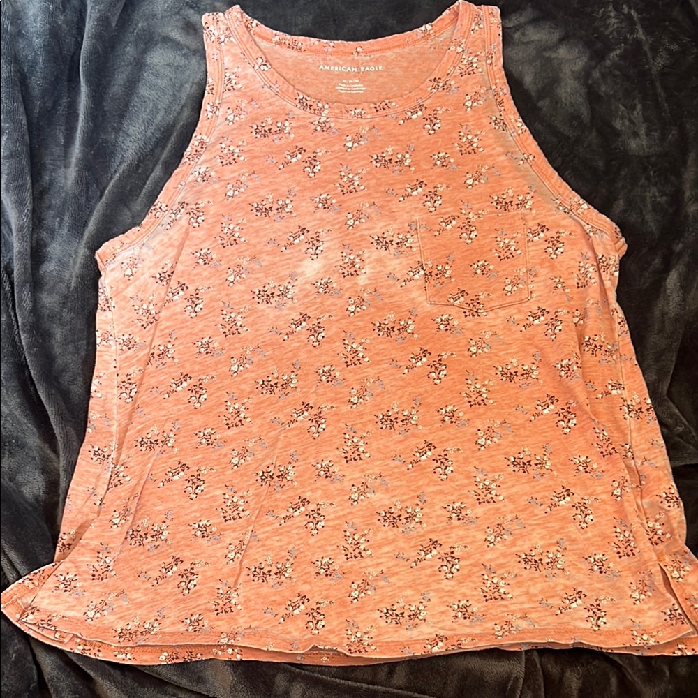 American Eagle Outfitters Orange Floral Women's Tank Top